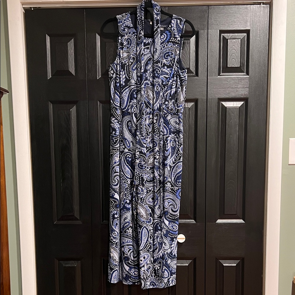 Elegant Blue Paisley Jumpsuit